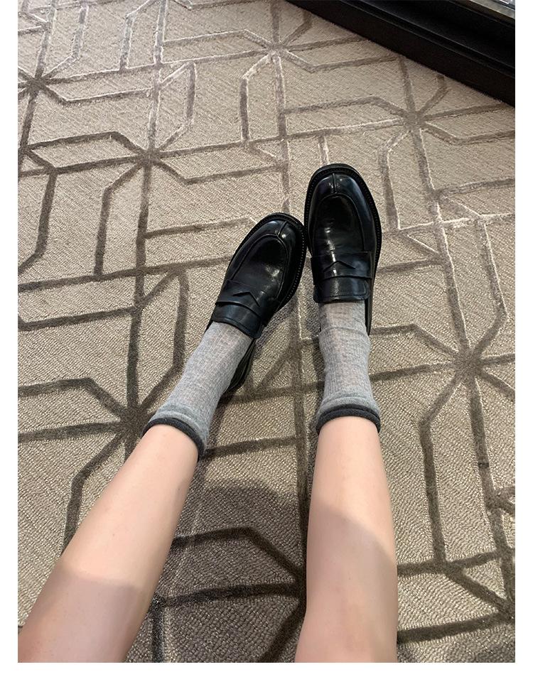 

Grape mother studiolee horse pattern lazy one pedal versatile retro British style versatile loafer small leather shoes women 34