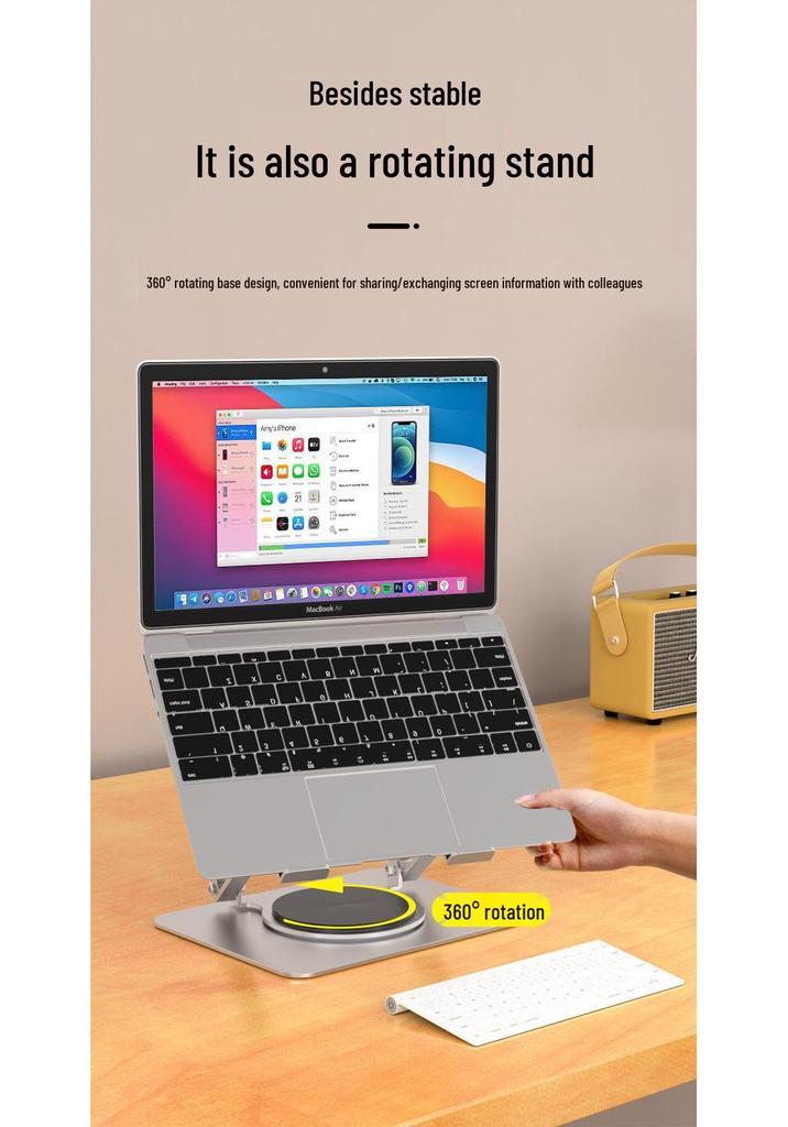Gaming Laptop Cooling Stand - 360° Rotatable Metal Lifting Holder