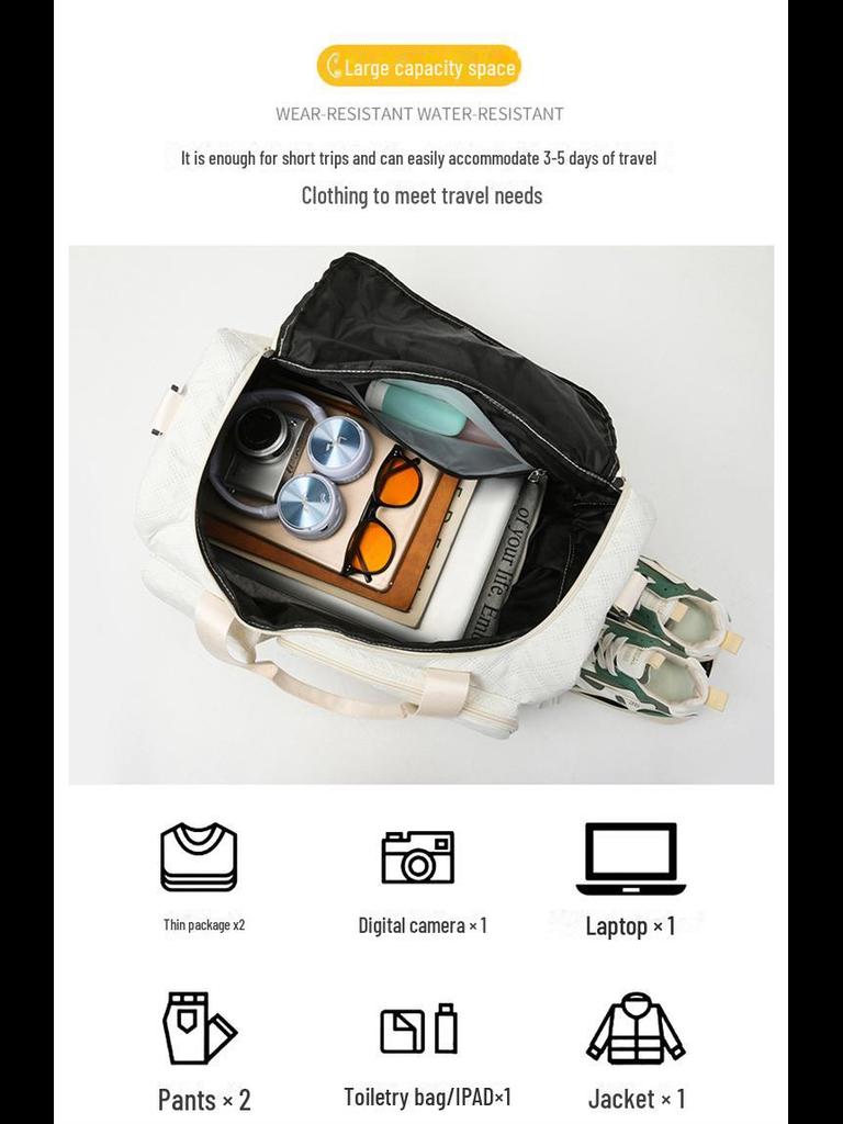 Resväska för utlandsresor: Rymlig, Lättviktig, Torr/Våt Separation, Skofack, Diamantrutigt Design.