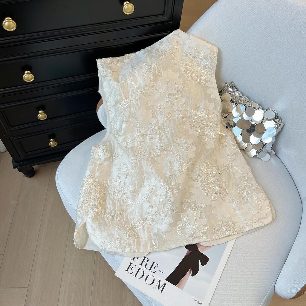 Eugen vest summer thin retro embroidered vest sleeveless vest