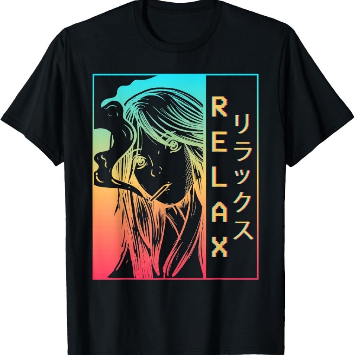Vaporwave Aesthetic Anime Girl Sad Japanese Relax Harajuku T-Shirt S