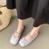 4Cm small man invisible height increase ballet shoes women 2025 rhinestone bow light mouth satin outer wear single shoes women