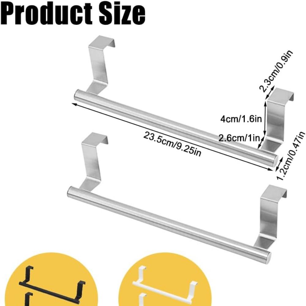 Cabinet Door Towel Bar, Dish Towel Rack for Cabinet, Stainless Steel Kitchen Towel Holder, Over The Door Hand Towel Hanger for Kitchen Bathroom