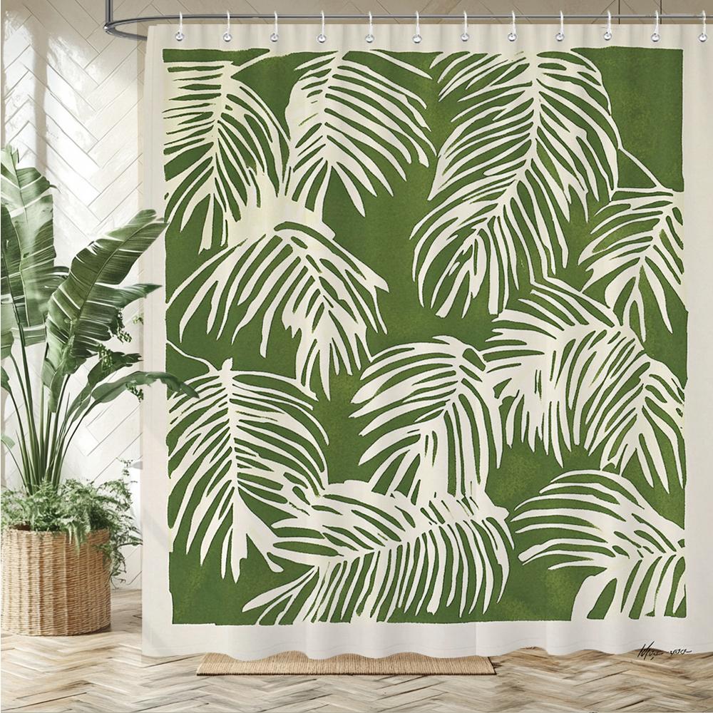 Modern Minimalist Art Leaves Pattern Shower Curtain Bath Curtain Plant Printed Bathroom Curtains For Home Decoration Curtain