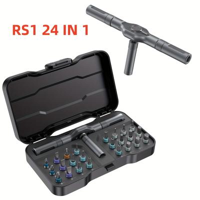 24-in-1 Magnetic Screwdriver Set, Multifunctional Hand Tool Kit with Detachable T-Handle Ratchet, DIY Home Maintenance Tool Box