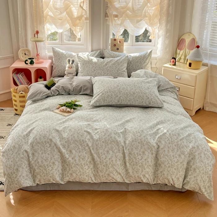2025 New Spring and Summer Quilt Cover Three-piece Skin-friendly Grinding 13070 High-count Cotton Four-piece Bedding