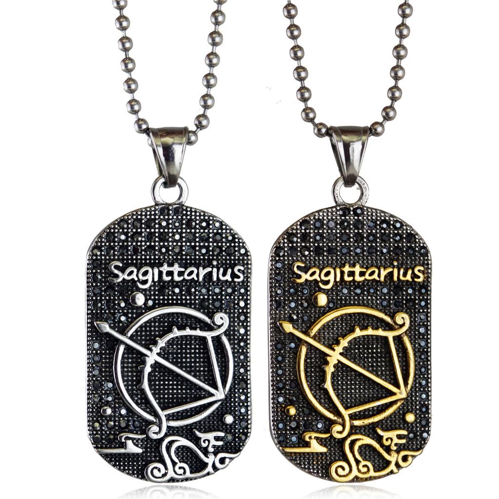 Hip Hop Mode Anhänger Punk Zwölf Sternzeichen Titanstahl Anhänger Halskette Trendy Retro Persönlichkeit Anhänger