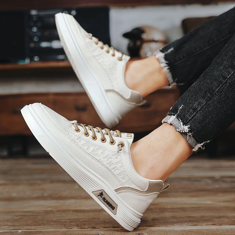 Spring Men's Shoes One Foot Waterproof and Non-slip Flat Shoes Men's Work Casual Leather Shoes Sports Small White Tide Shoes