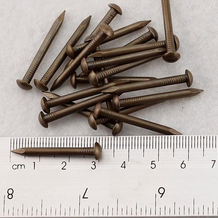 Antique Brass Round Head Copper Nails for Hinges & Decorative Use, Golden Finish, Small Size