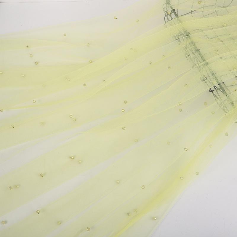 3D Pearl Beaded Mesh Wedding Dress Table Runner