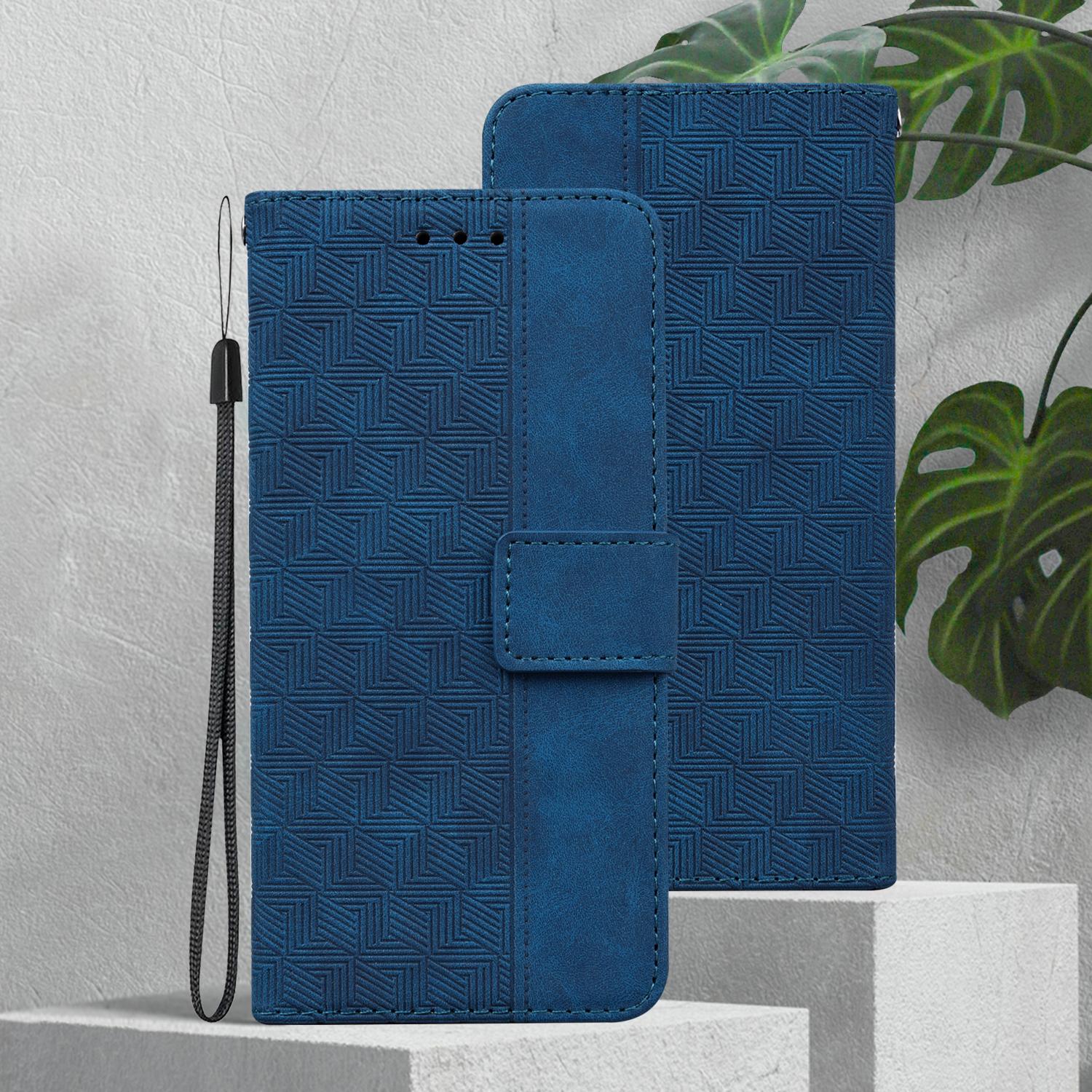 

Чехол из геометрической тисненой кожи для Motorola G35 G55 G85 G34 G04 G84 G54 G14 E13 с подставкой, отделениями для карт, чехлом-книжкой, кобурой для Motorola Edge 50 Motorola E6 Plus синий