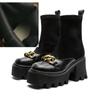 Fashion Women's High Heel Boots Large Size Fashion Stretch Platform Women's Short Boots Suede Leather Chain Women's Booties