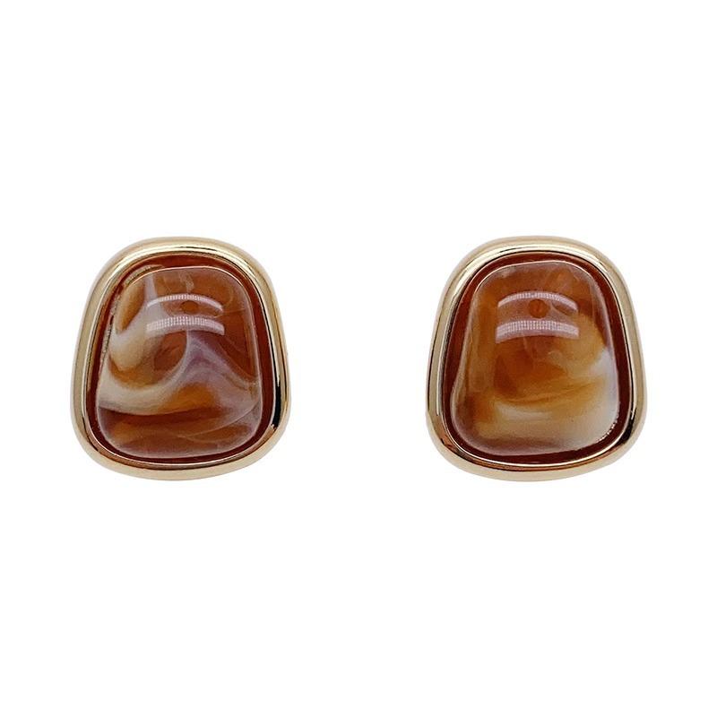 European Trend New High Design Luxury Amber Earrings For Women Fashion French Retro Style Jewelry Girl Gift Accessories