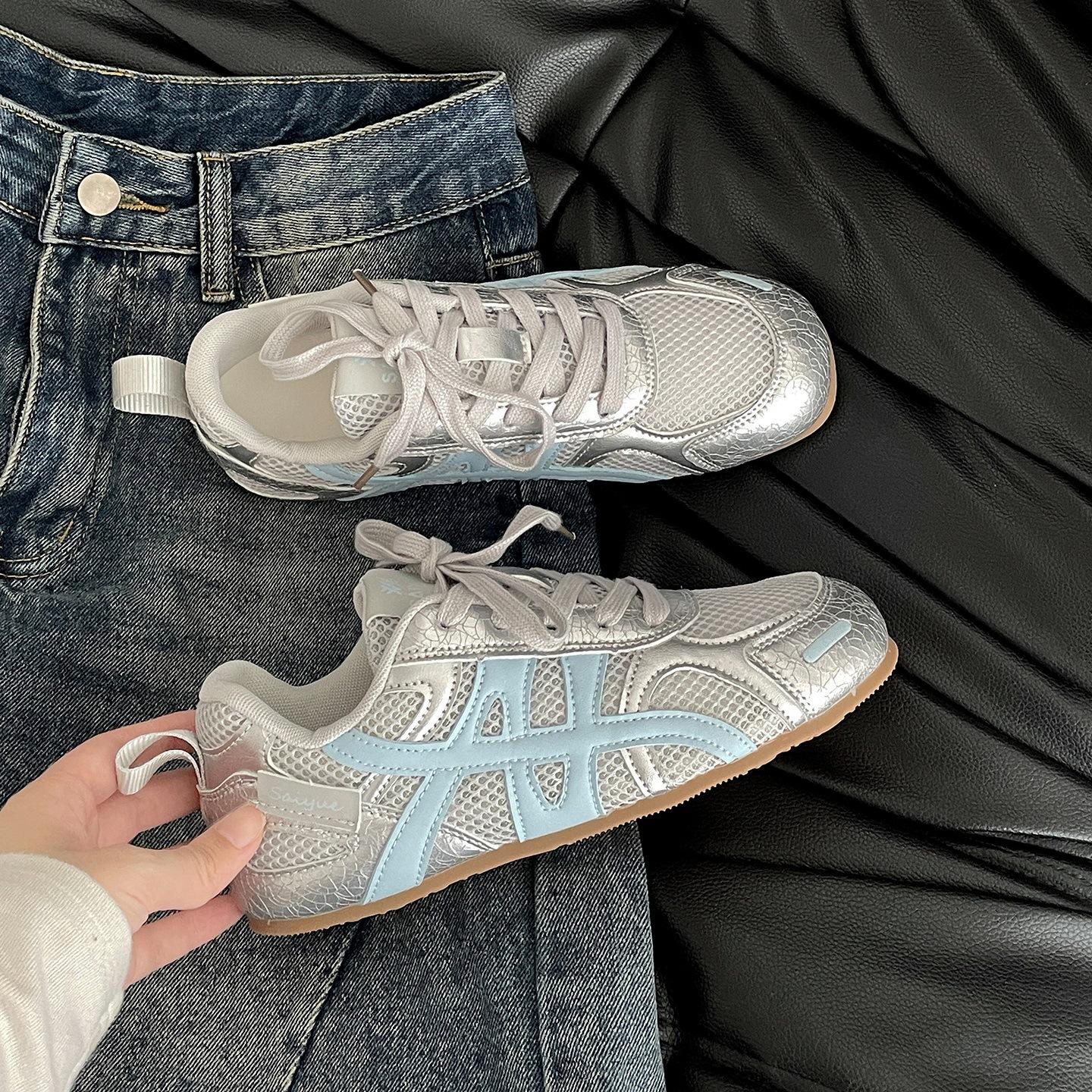 

Silver retro deep mouth inner height increase flat-soled single shoes women s summer 2025 new model with skirt soft sole casual sports shoes 40 серебряный