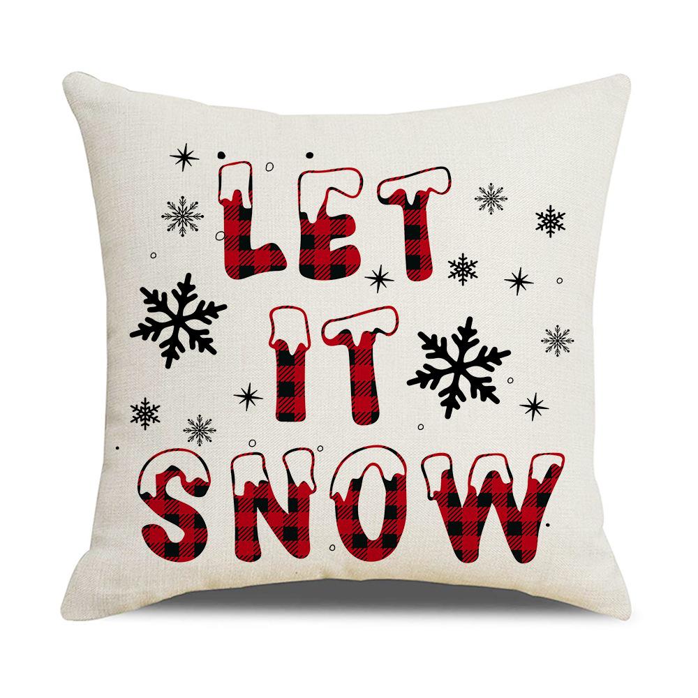Nordic Ins Christmas Pillow Cover Letter Elk Print Cushion Cover Linen Cushion Home Pillow