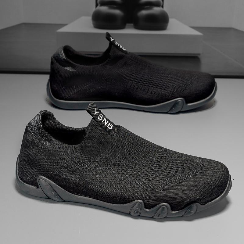 New Spring Men's Breathable Flyknit Mesh Casual Shoes, Trendy Slip-On Student Sneakers