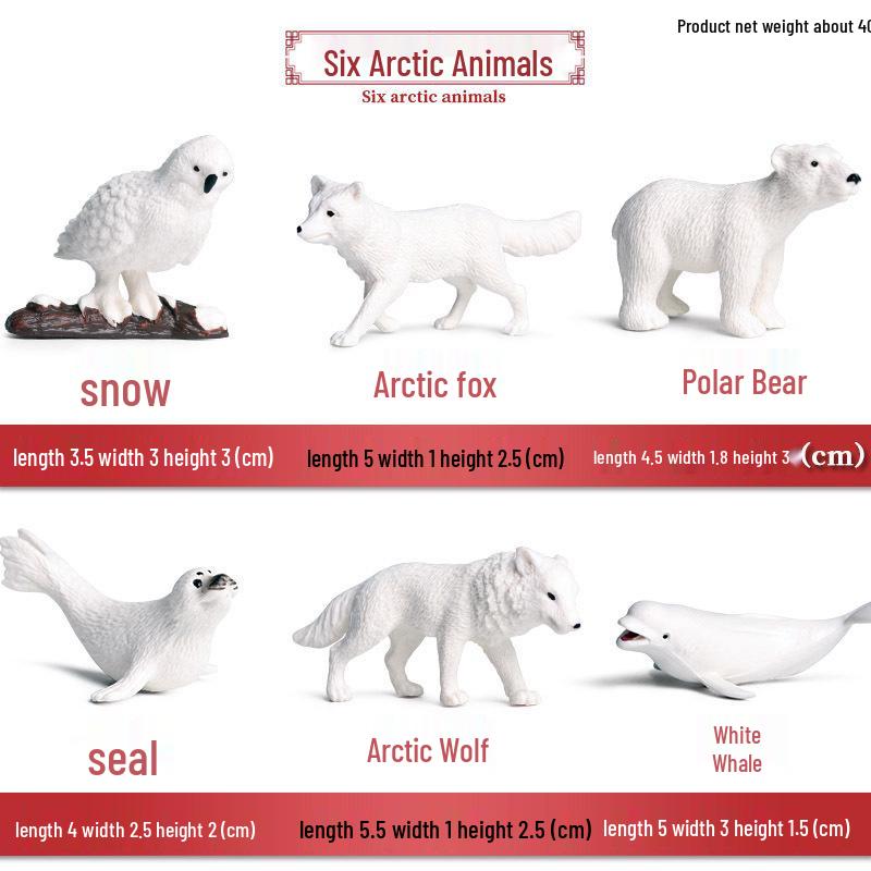Kids' Arctic Animal Model Set: Polar Bear, Arctic Hare, Reindeer & Beluga Whale