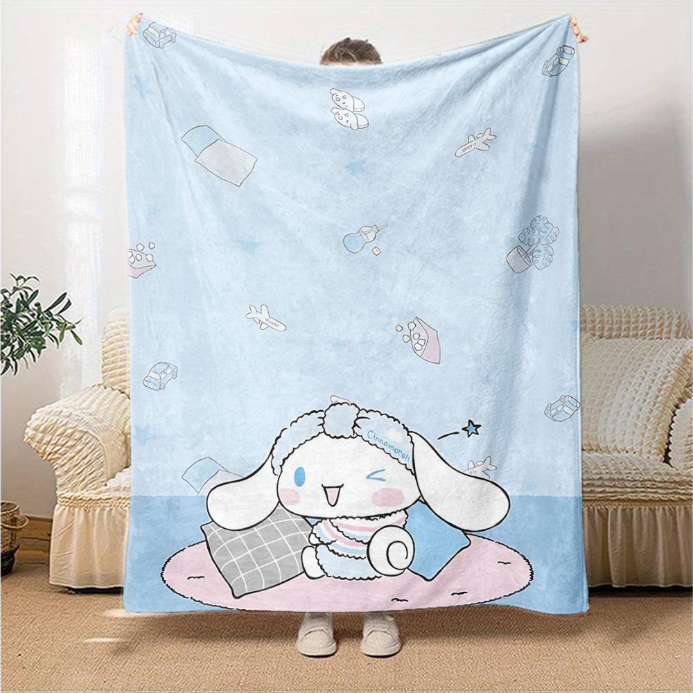 1pc NAME CINNAMOROLL Blanket Lightweight Flannel Throw for Sofa Bed Travel Camping Livingroom Office Couch Chair
