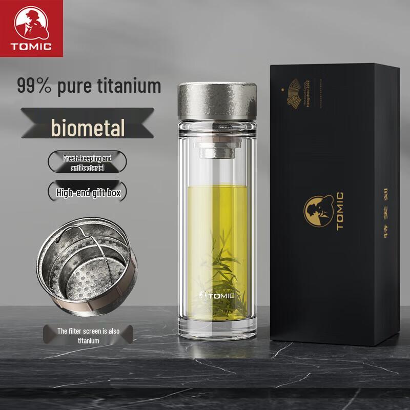 TOMIC Double-Layer Tea Separation Glass Cup