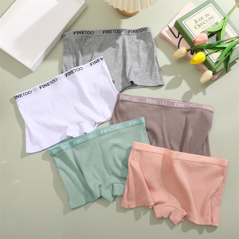 Women's Cotton Boyshorts Sports Boxer Underwear Female Sexy Striped Panties Letter Belt Safety Shorts Solid Breathable Lingerie