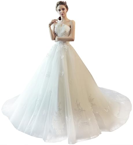 

[Housaku Co., Ltd.] Свадебное платье, Цветочный корсет, Длинное А-силуэта, Шнуровка, Шлейф, Украшение-бабочка, Чисто-белое, Свадебное (XL)