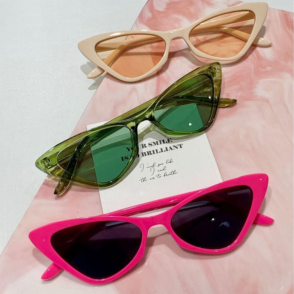 Vintage Katzenaugen-Sonnenbrille Retro Kleiner Rahmen Sonnenbrille für Damen UV400 Schutz Augenbrille Trendige Dreieckige Gläser Streetwear