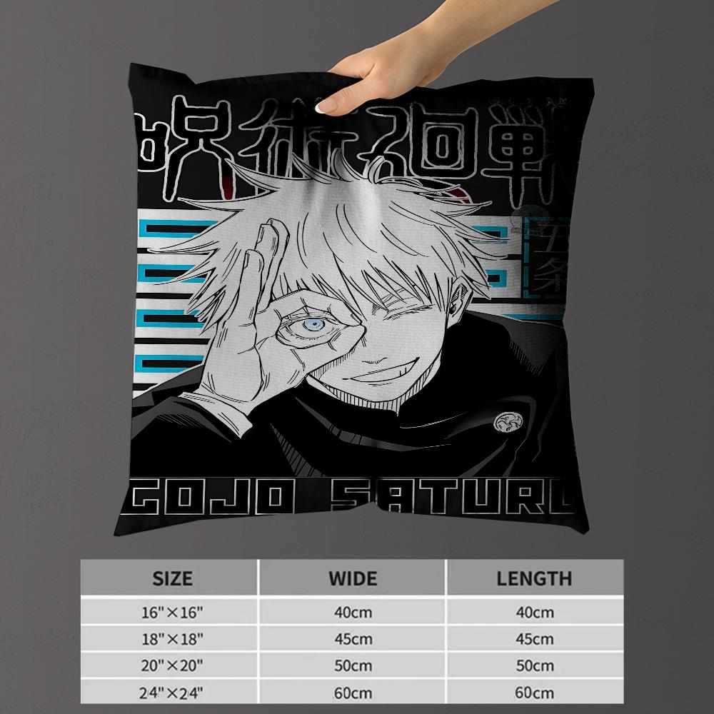 Satoru Gojo Anime Pillow Covers Cartoon Sofa Decorative Home Double-Sided Printing Short Plush Cute Cushion Cover
