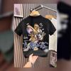 Mens Loose Fit Short Sleeve T-Shirt With Cartoon Embroidery Print Cotton Crew Neck Casual Top