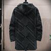 Autumn Winter Men's Fleece Mid Length Hooded Knit Cardigan Casual Knitwear Coat Thickened Warm Sweatercoat Men