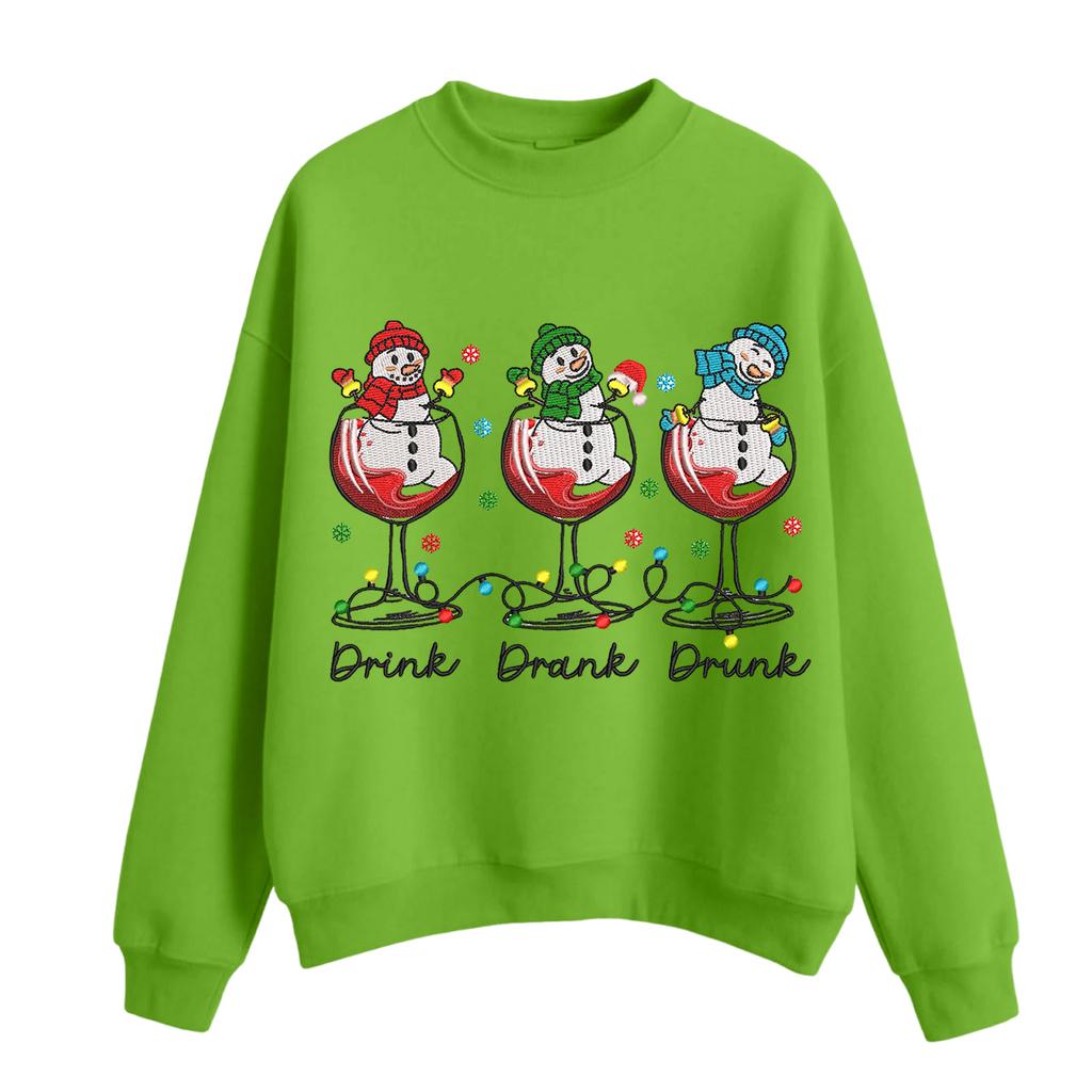 Women's Casual Fashion Round Neck Long Sleeve Christmas Printed Sweatshirt