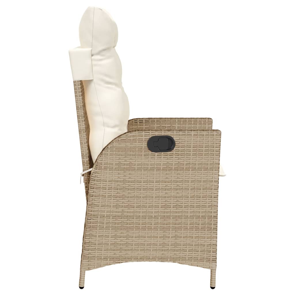 Vidaxl Folding Garden Chairs 2 Pcs, Cushions, Beige Rattan Pe