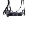 Patent Leather Dressage Bridle, 3 Row Brow-Band, Blue Padding.