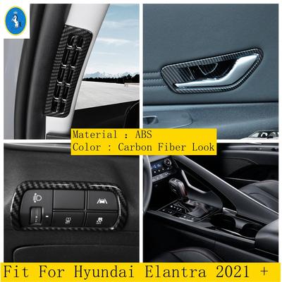 Car Window Pillar A / Door Bowl / Gear Shift Box / Head Lights Panel ABS Accessories Cover Trim For Hyundai Elantra -