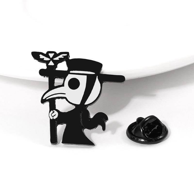 Steampunk Collection Enamel Pin Dark Black Plague Doctor Enamel Pin Bird Hat Brooch Horror Crow Badge