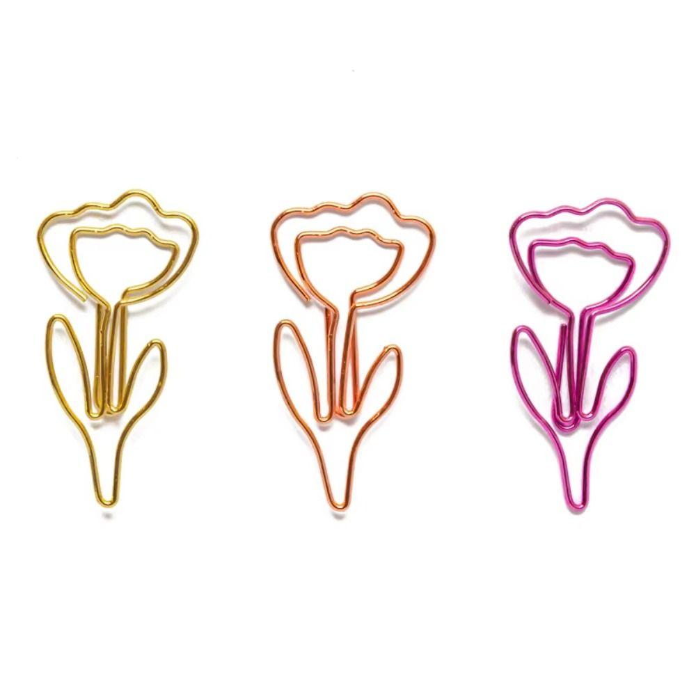 10PCS/Set Metal Flower Bookmark Colored Mini Paper Clip Smooth Meeting File Clip  Book Marking