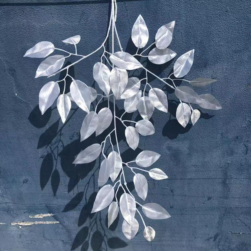 Simulated Golden Silver White Banyan Branches Leaves False Branches Household Desktop Vase Parts Decoration Project Landscaping