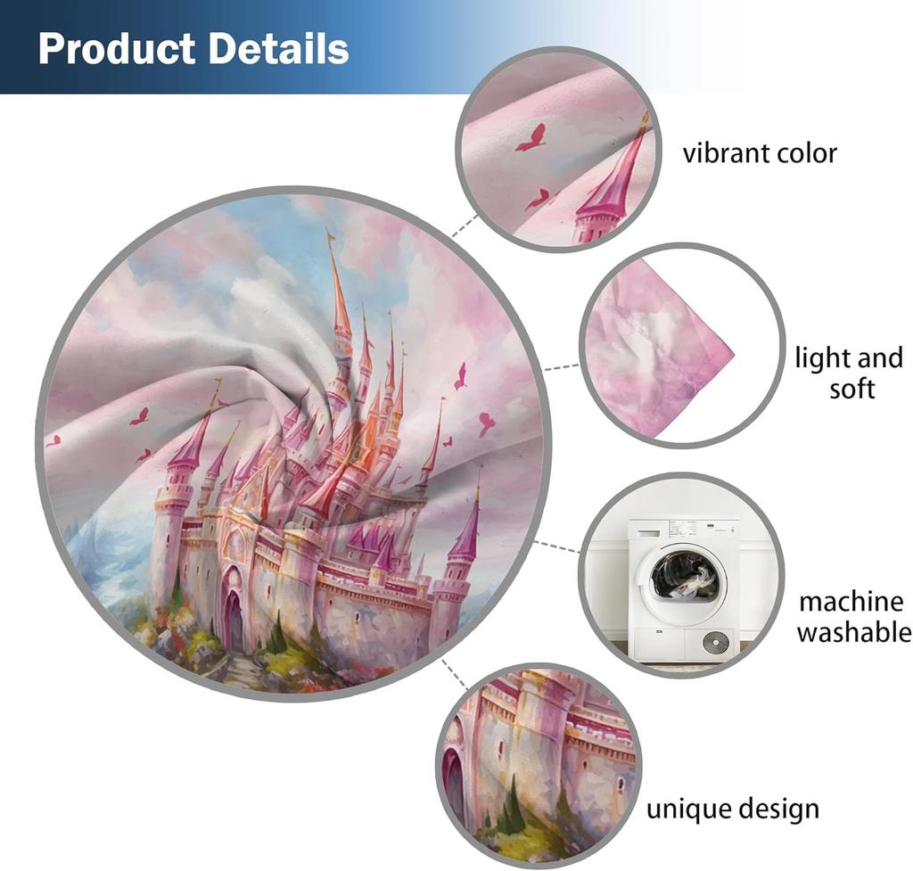 Princess Castle Window Curtains Kids Girls Magic Pink Fantasy World Fairytale Landscape Baby Living Room Bedroom Nursery Made Of Polyester Area Decor