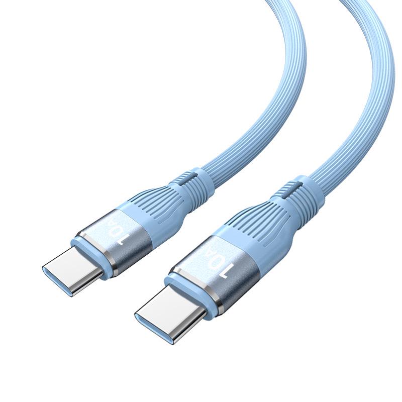 120W Dual Type-C Fast Charging Silicone Cable, PD Compatible for Apple, Huawei, Xiaomi Laptops.