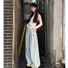 Dopamine Blue Women's High Waist Plaid Wide-Leg Trousers - Spring/Summer