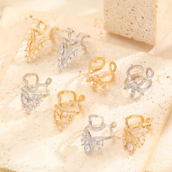 Nail Ring 3D Butterfly Flower Wing Design Detachable Nail Cap Ring Set Sparkling