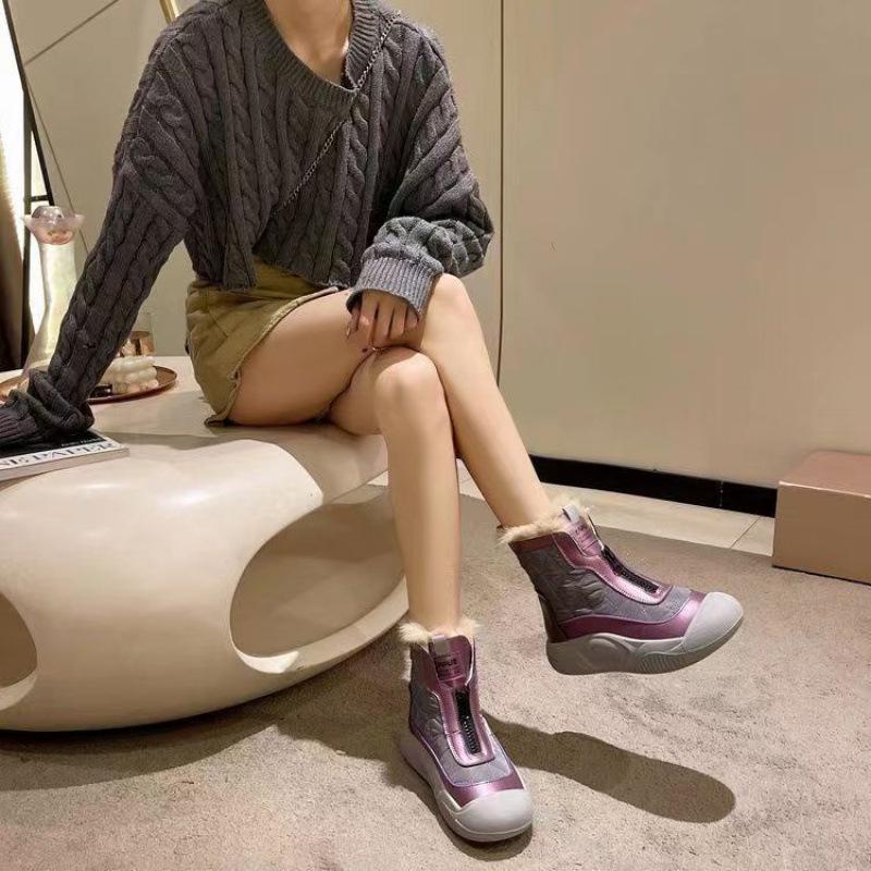 Martin boots women's winter leather velvet snow boots women's thick-soled warm, comfortable and lightweight cotton shoes women's shoes