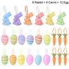24/6pcs Painted Foam Easter Eggs Rabbit Hanging Ornaments Decoration for Home Easter Tree Pendants Basket Decor Kids Gift 2025