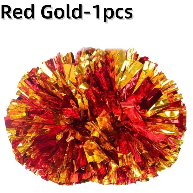 Cheerleading Pom Poms with Handle Cheer Balls Big Gold Silver Red Yellow Blue Hand Dance Pompoms Accessories for Women Girl Kids