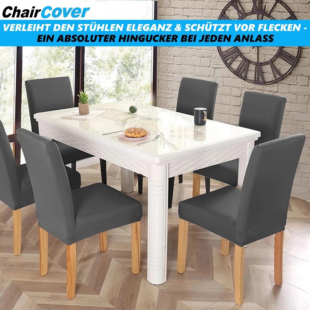 ChairCover Stuhlhussen Set Stretch Stuhlüberzug Stuhlbezug 4er Anthrazit Dehnbar
