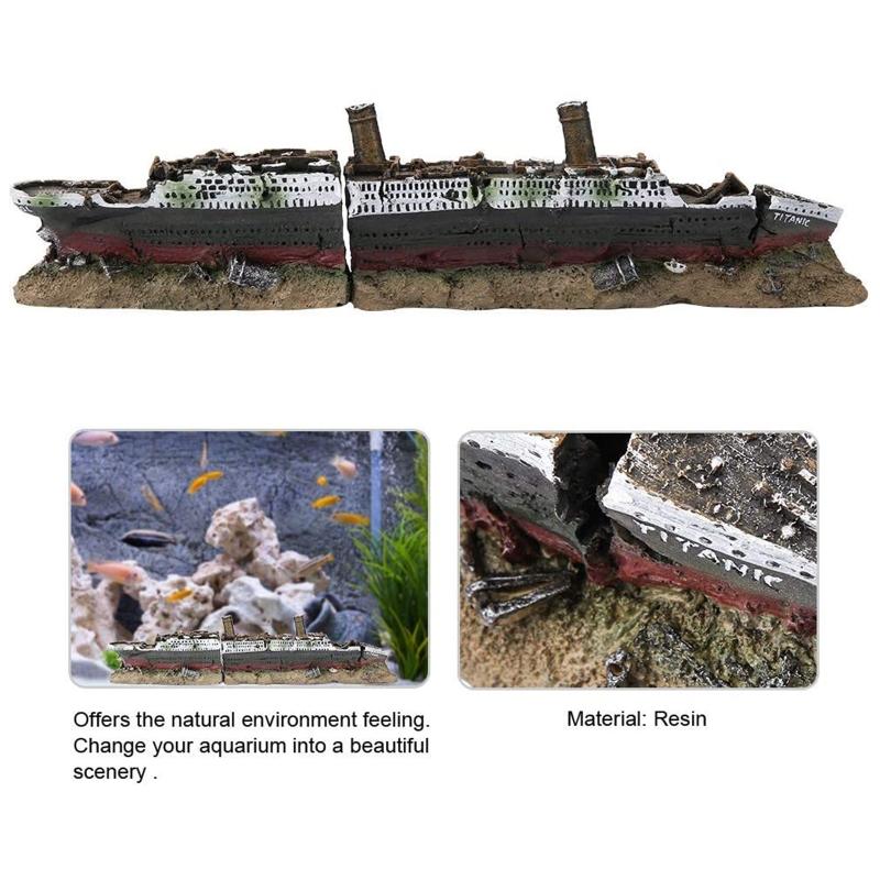 Creative Aquarium Sunken Ship Decorations Resin Pirate Ship Submarines Ornaments Landscaping For Small Medium Fish Tank