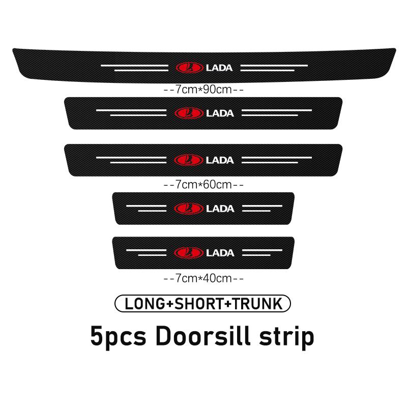 For Lada 4pcs Car Carbon Fiber Threshold Strip Anti Scratch Door Sill Protector Kalina Largus Priora Xray Granta Largus Samara