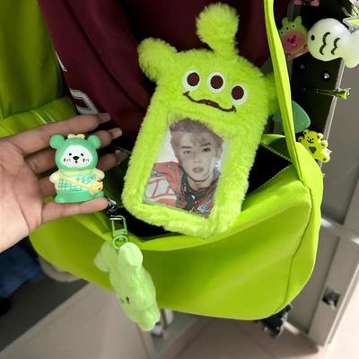 Portacarte peluche coreano carino a tre occhi con ciondolo copri-polaroid