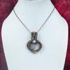 Black Mother Of Pearl Gemstone Pendant Copper Wire Wrapped Rainbow Moonstone Jewelry