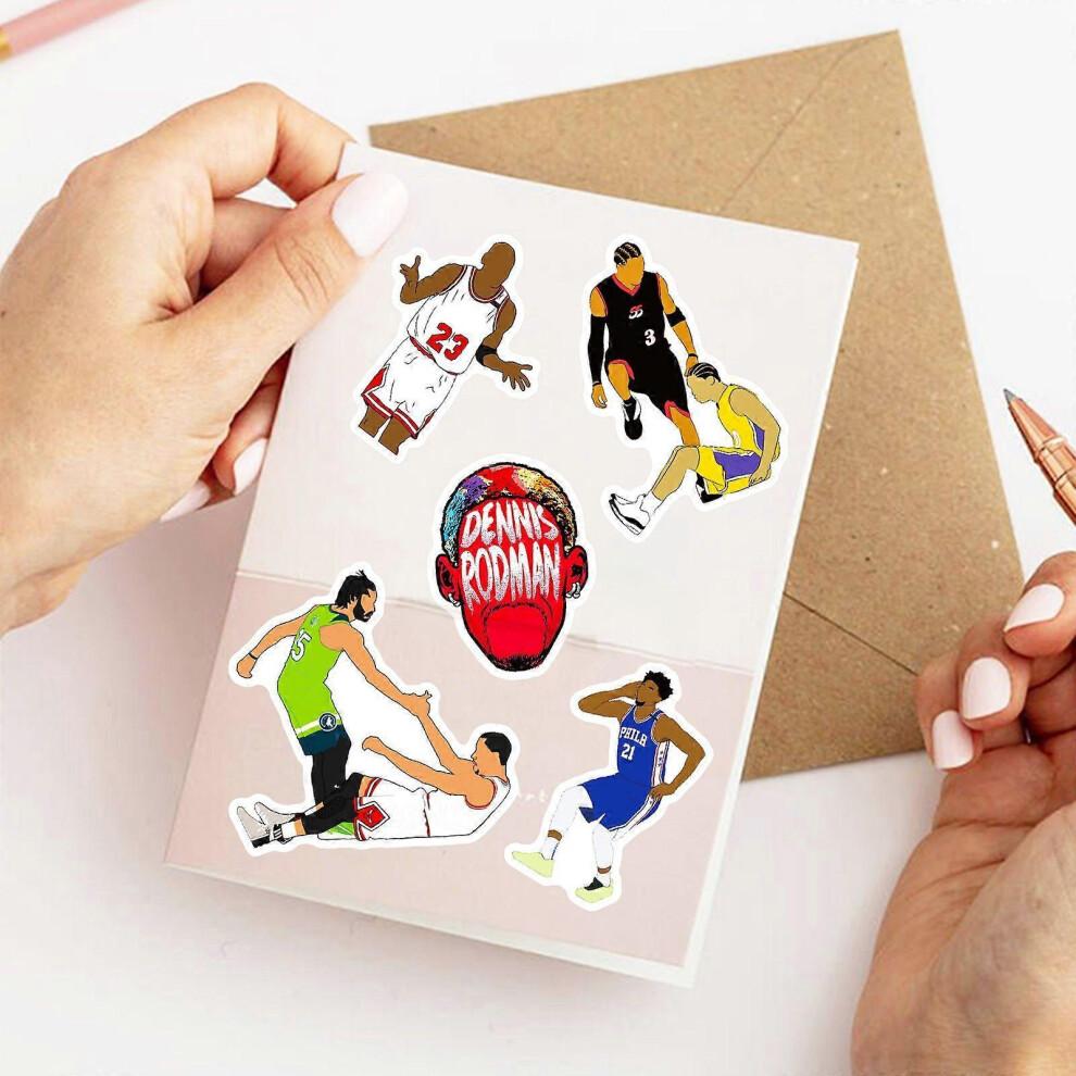 50pcs Basketball World Cup Stickers NBA Combo Series for Water Bottles Tumbler Luggage Skateboard Bumper Scrapbook Cup, Gift Sticker for Kids Teens Ad