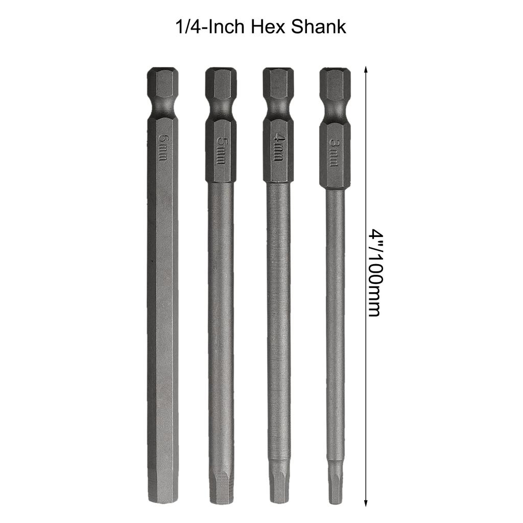 4 Stück 100 mm Lange Schraubendreher-Bits Set Für Torx Sechskant Kreuz Schlitzspitze 1/4 Zoll Sechskant Elektro-Schraubendreher-Bits